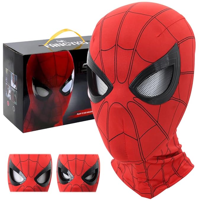 3D Spide Mask with Moving Eyes, Jaw Motion Activated Blinking Eyelid Spide Head Cover, Cosplay Costumes Mask for Adult Kids Halloween Masquerade Cosplay