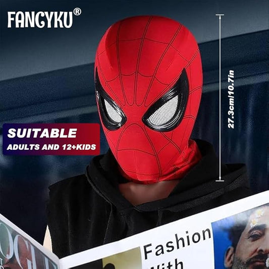 3D Spide Mask with Moving Eyes, Jaw Motion Activated Blinking Eyelid Spide Head Cover, Cosplay Costumes Mask for Adult Kids Halloween Masquerade Cosplay