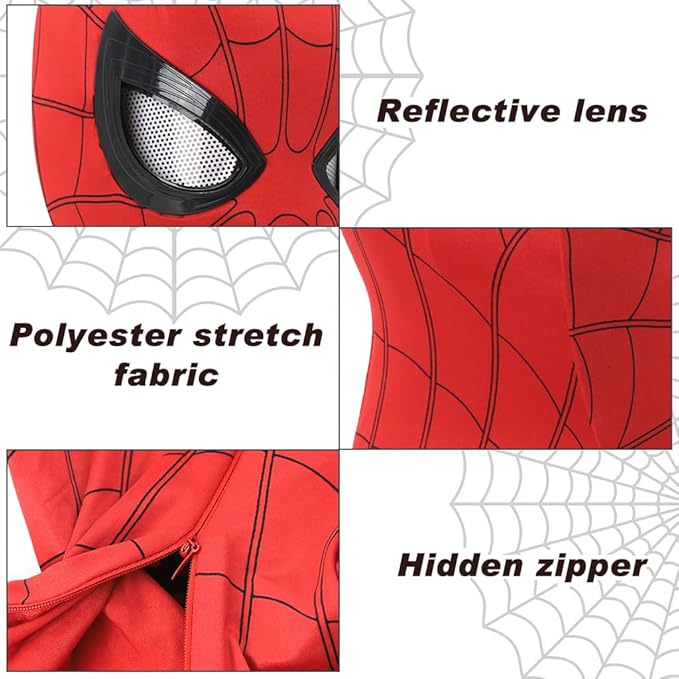 3D Spide Mask with Moving Eyes, Jaw Motion Activated Blinking Eyelid Spide Head Cover, Cosplay Costumes Mask for Adult Kids Halloween Masquerade Cosplay